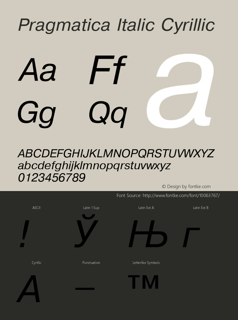 Pragmatica Italic Cyrillic 001.000图片样张