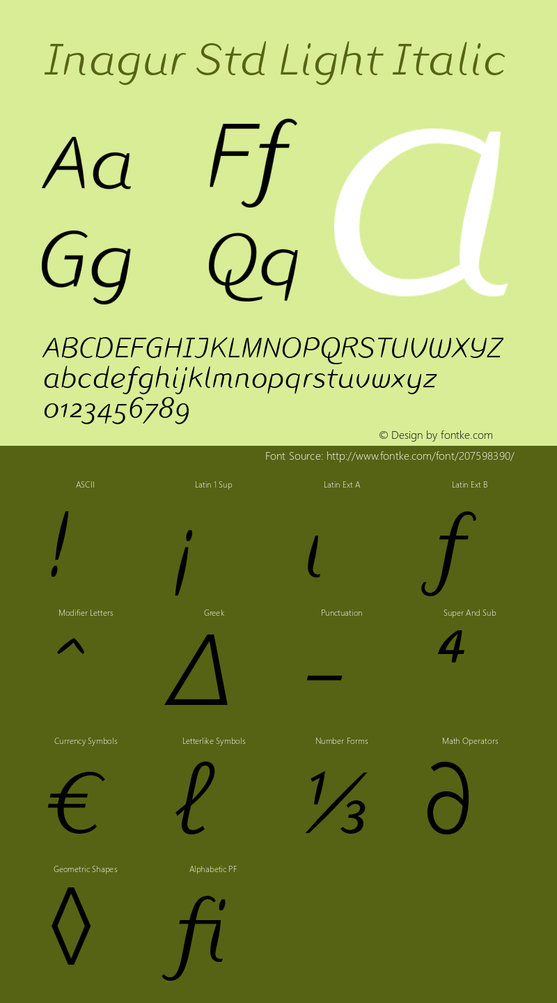 InagurStd-LightItalic Version 1.00图片样张