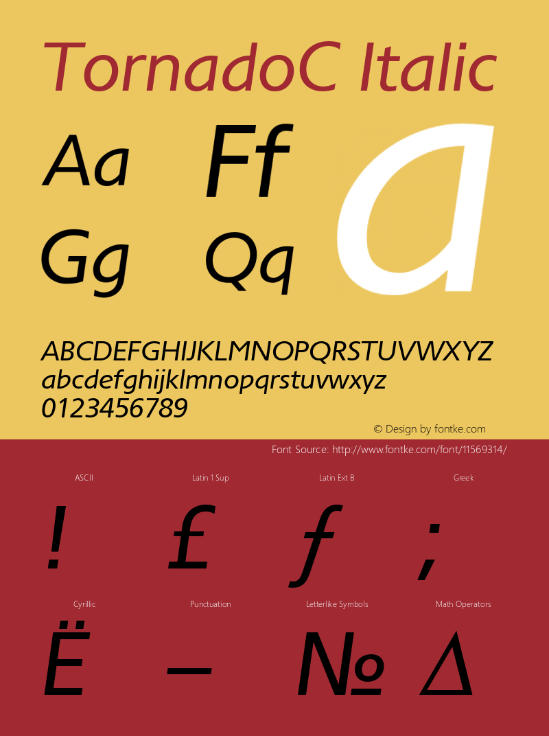 TornadoC Italic Version 001.000图片样张