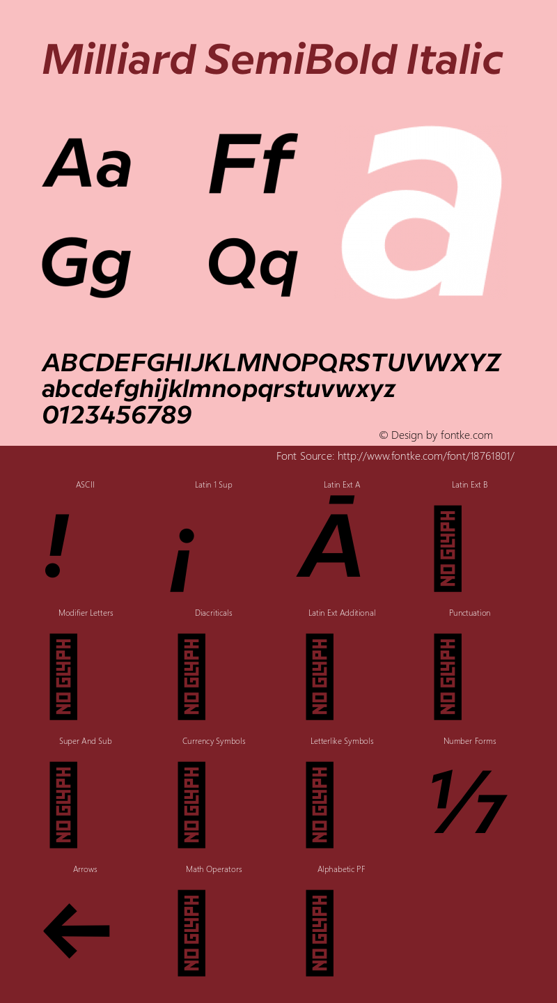 Milliard SemiBold Italic Version 1.000;PS 001.000;hotconv 1.0.88;makeotf.lib2.5.64775图片样张