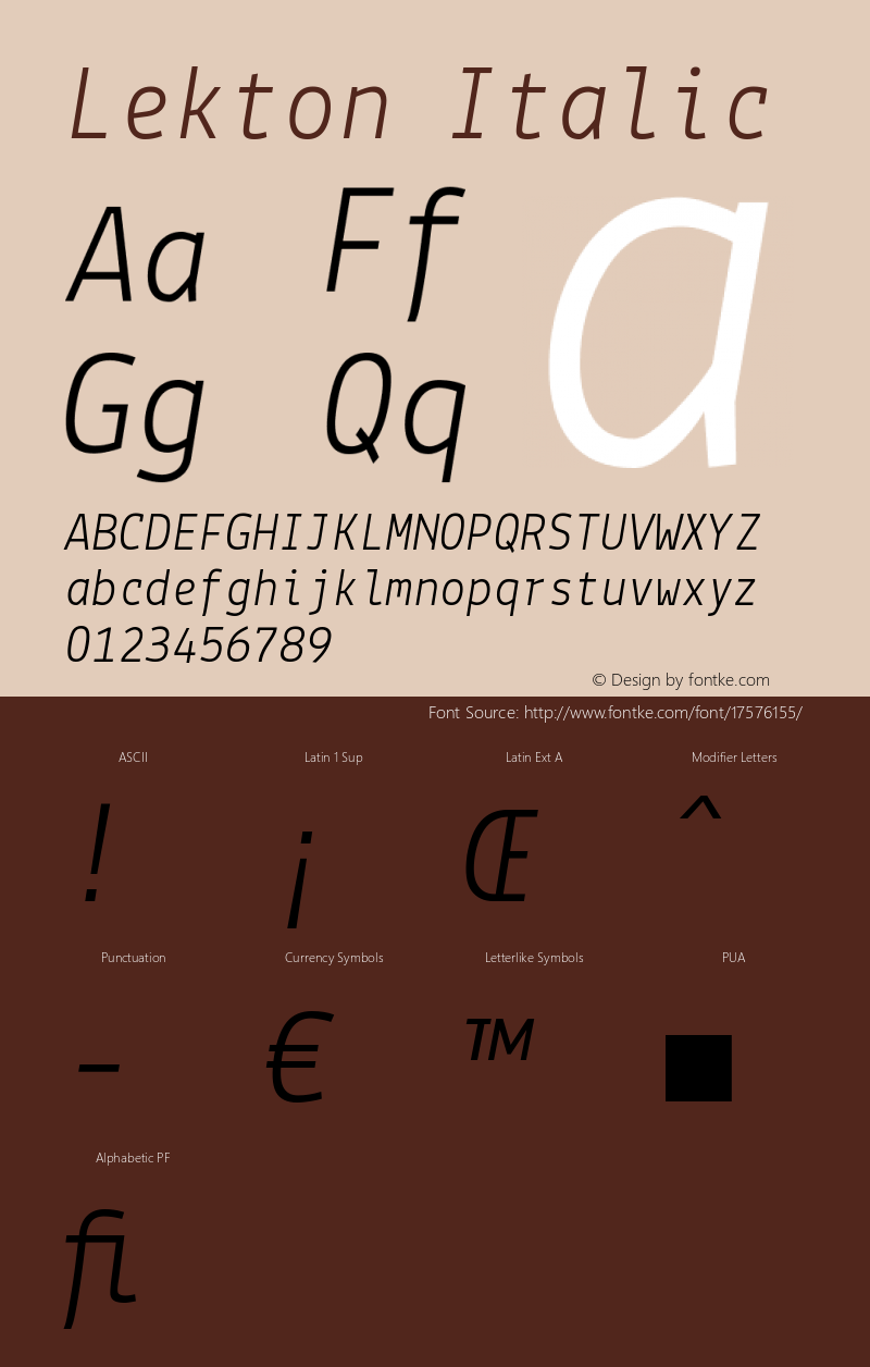 Lekton Italic Version 3.000图片样张