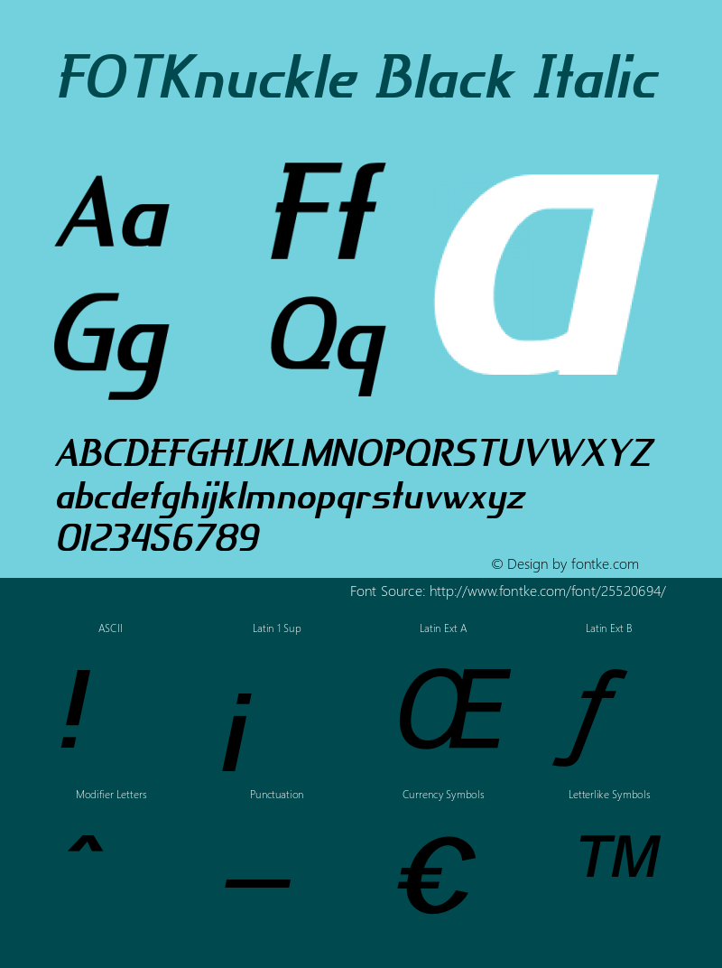 FOTKnuckleBlack-Italic Version 1.000图片样张