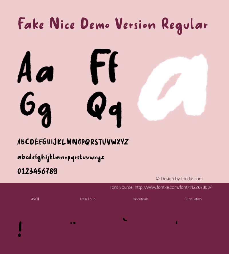 Fake Nice Demo Version Version 1.00;December 2, 2020;FontCreator 12.0.0.2565 64-bit图片样张