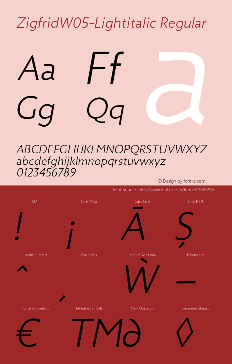 Zigfrid W05 Light italic Version 1.00图片样张