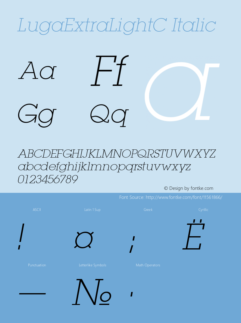 LugaExtraLightC Italic Version 001.001图片样张