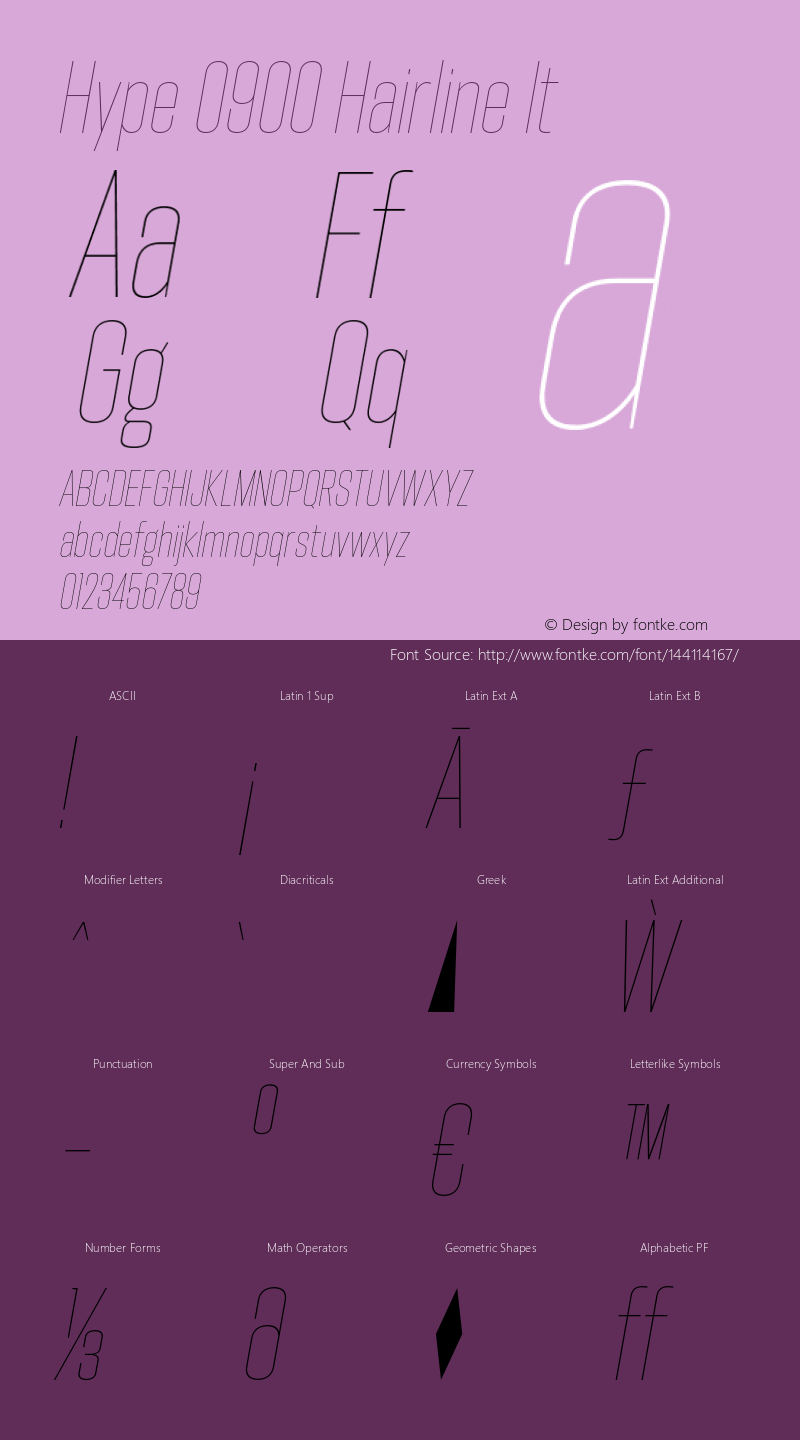 Hype 0900 Hairline It Version 1.000;hotconv 1.0.109;makeotfexe 2.5.65596图片样张
