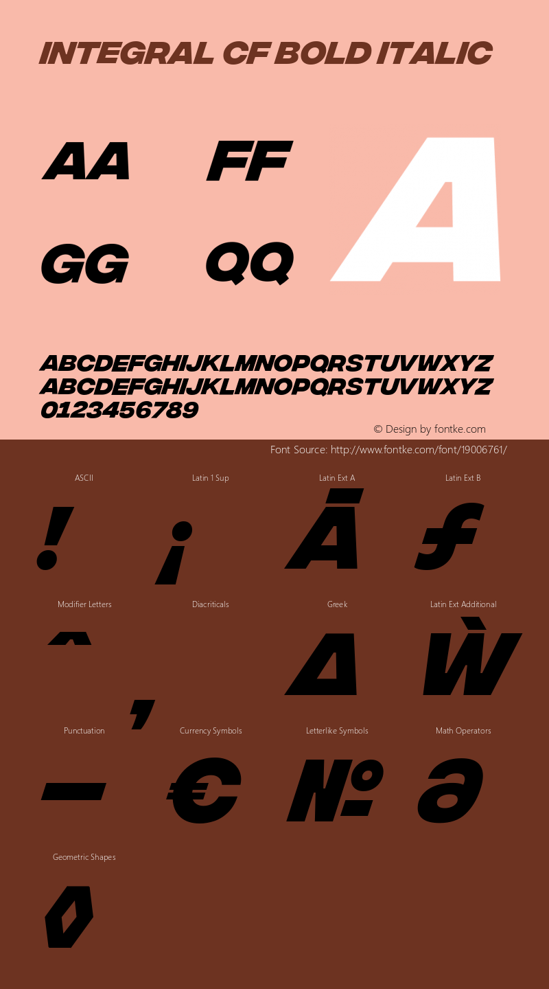 Integral CF Bold Italic Version 1.100图片样张