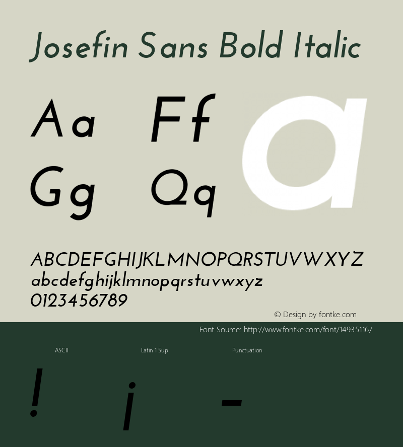 Josefin Sans Bold Italic Version 1.0图片样张