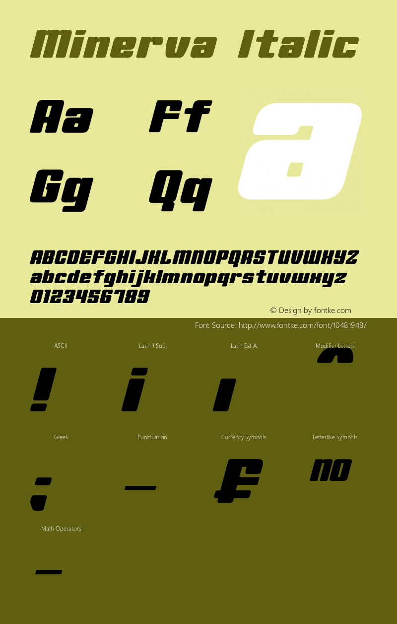 Minerva Italic Version 1.00 April 17, 2013, initial release图片样张