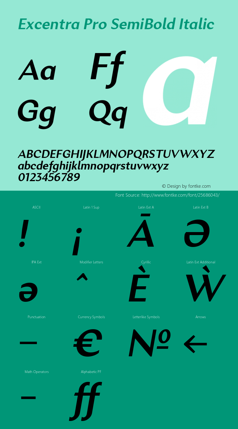 Excentra Pro SemiBold Italic Version 001.000图片样张