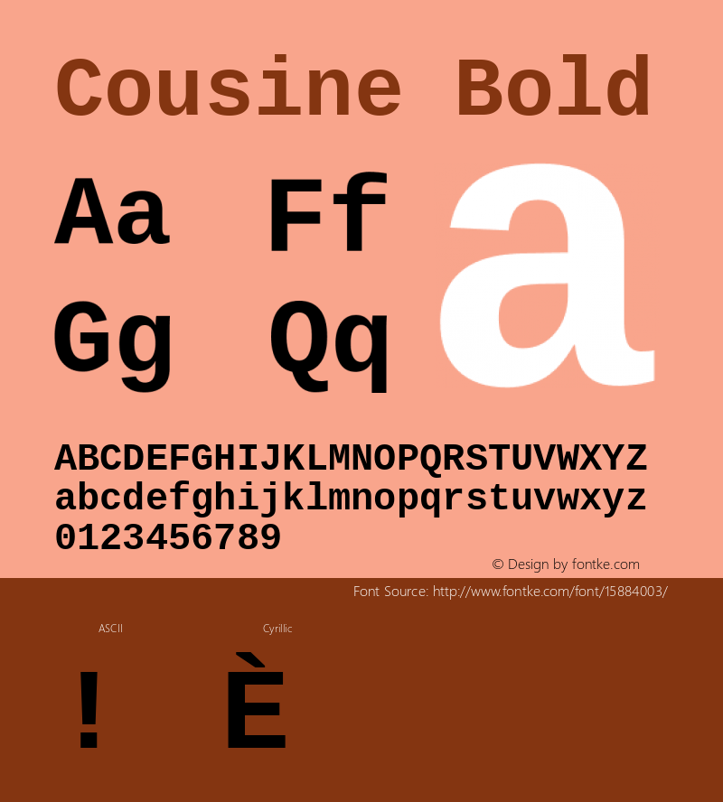 Cousine Bold Version 1.21; ttfautohint (v1.4.1)图片样张