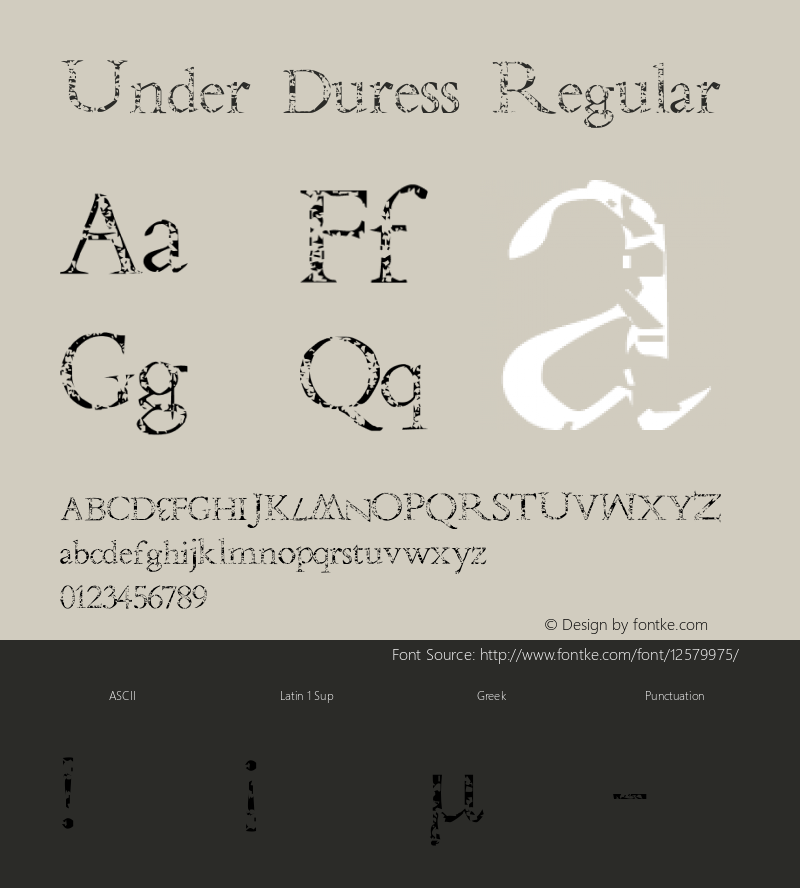 Under Duress Regular Macromedia Fontographer 4.1 6/13/99图片样张