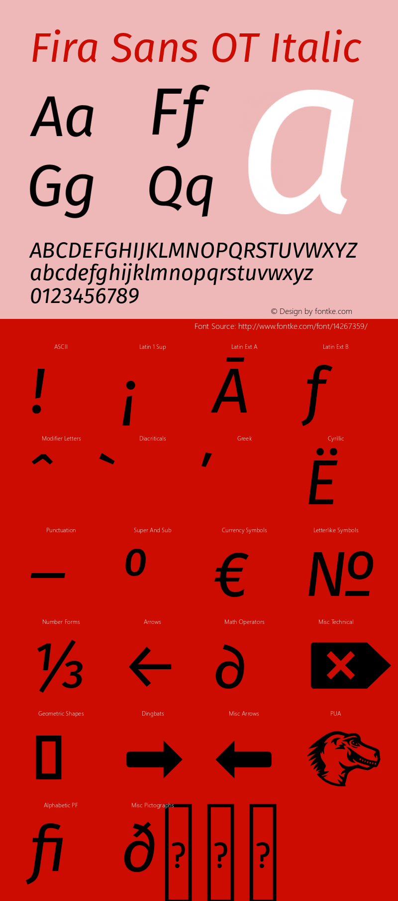 Fira Sans OT Italic Version 3.001图片样张