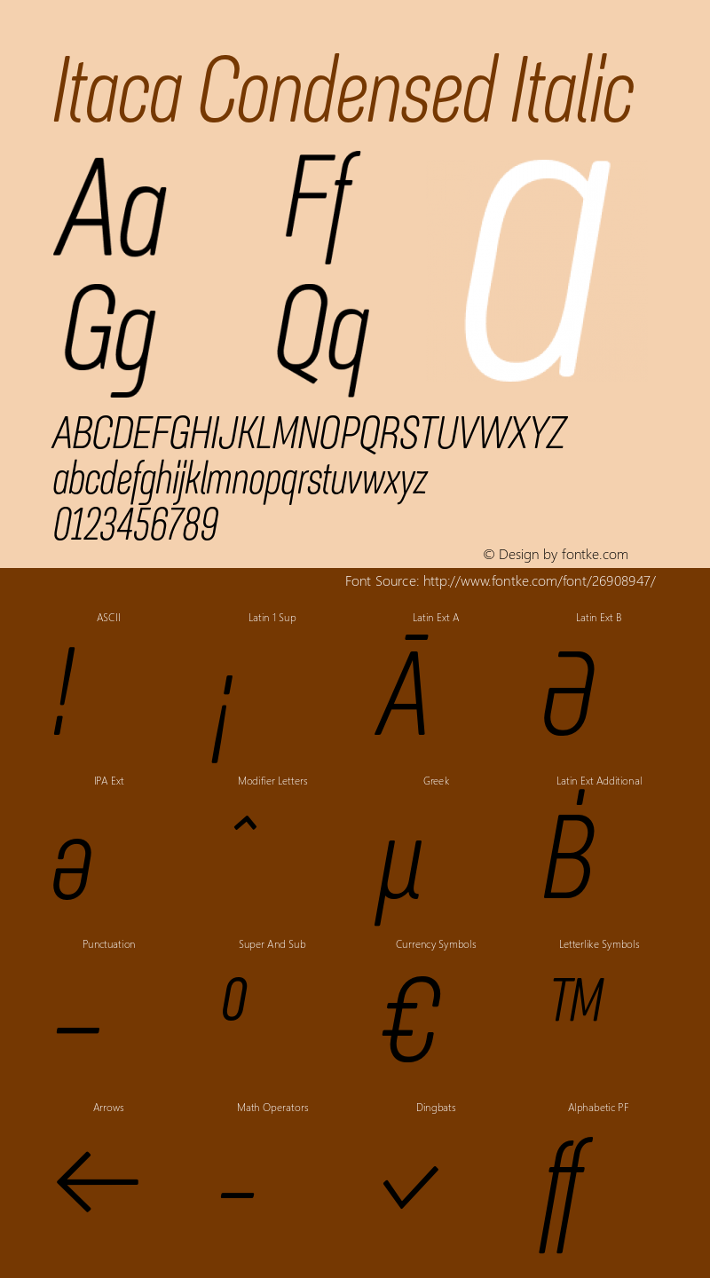 Itaca Condensed Italic Version 1.000;PS 1.0;hotconv 1.0.86;makeotf.lib2.5.63406图片样张