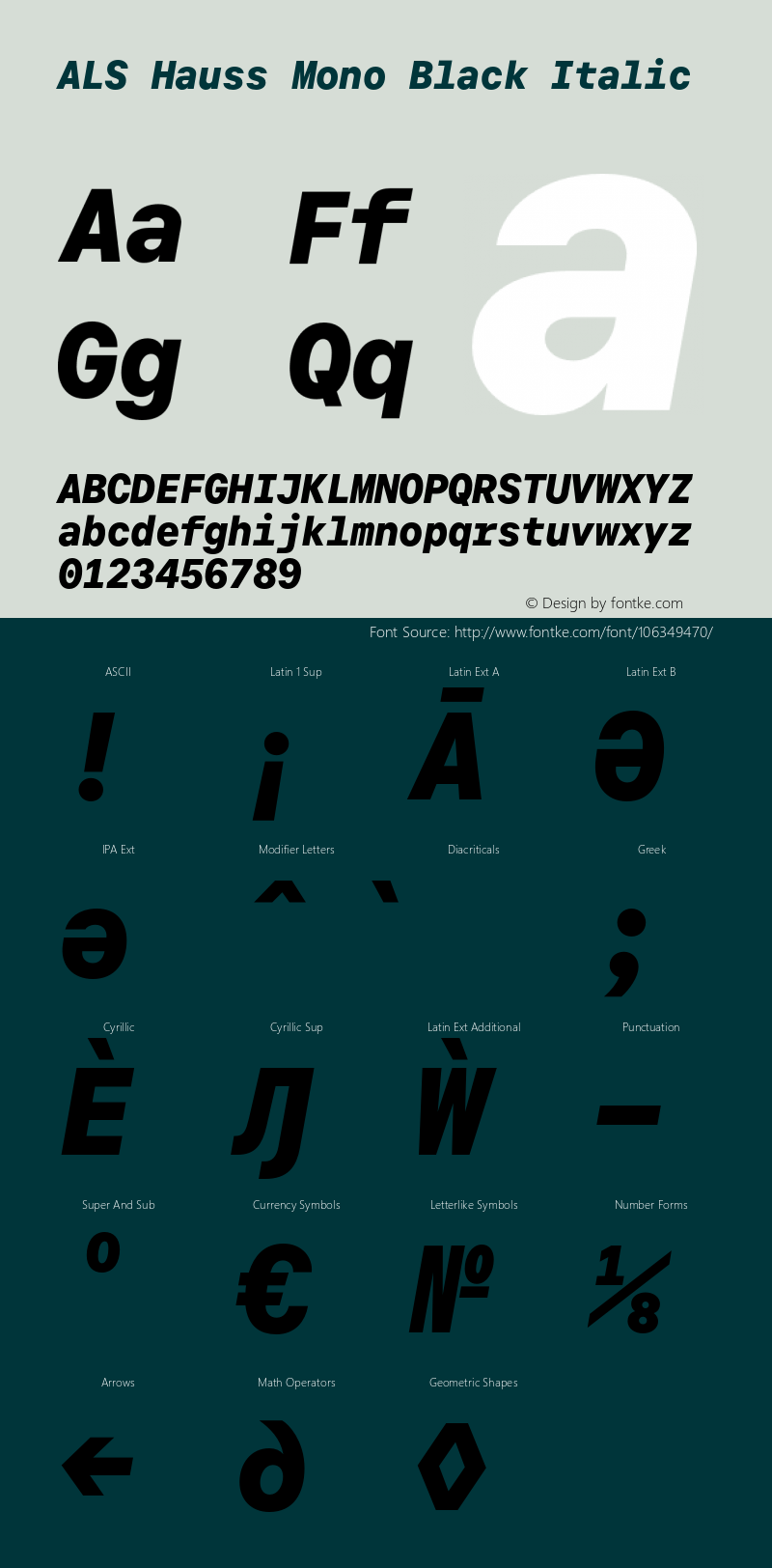 ALS Hauss Mono Black Italic Version 1.300;hotconv 1.0.109;makeotfexe 2.5.65596图片样张