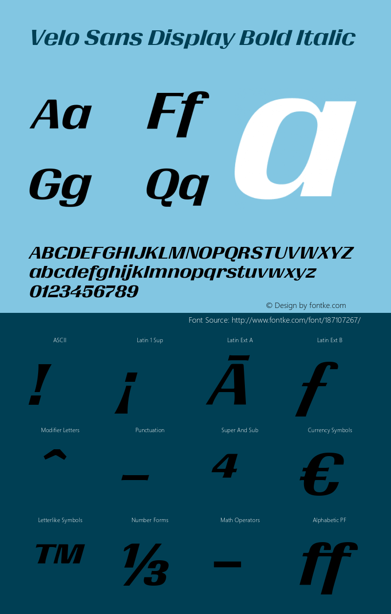 Velo Sans Display Bold Italic Italic Version 1.000;PS 1.0;hotconv 1.0.88;makeotf.lib2.5.647800图片样张