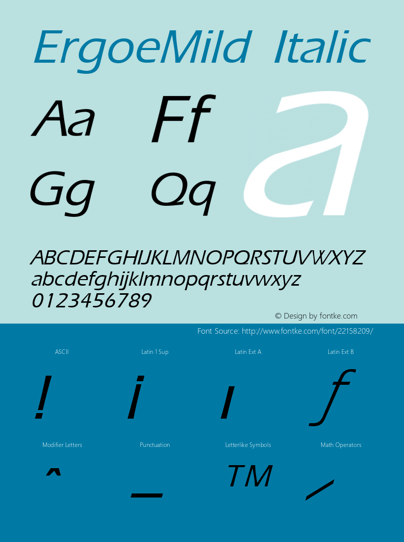 ErgoeMild Italic Altsys Fontographer 3.5  8/17/95图片样张