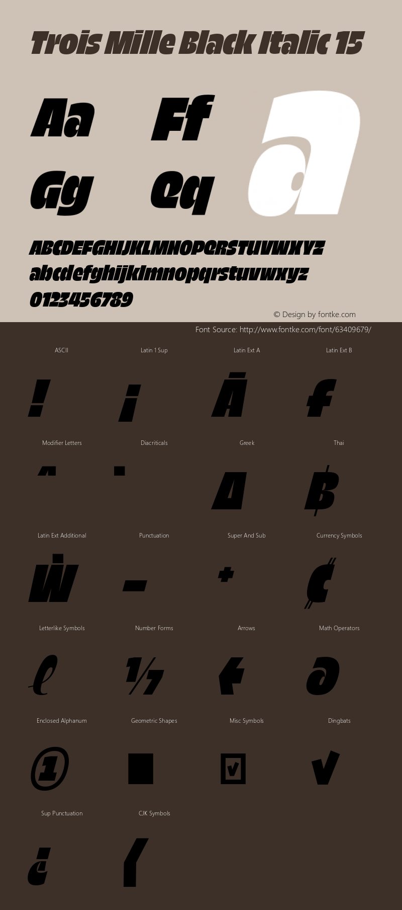 TroisMilleBlackItalic-15 Version 1.000;hotconv 1.0.109;makeotfexe 2.5.65596图片样张