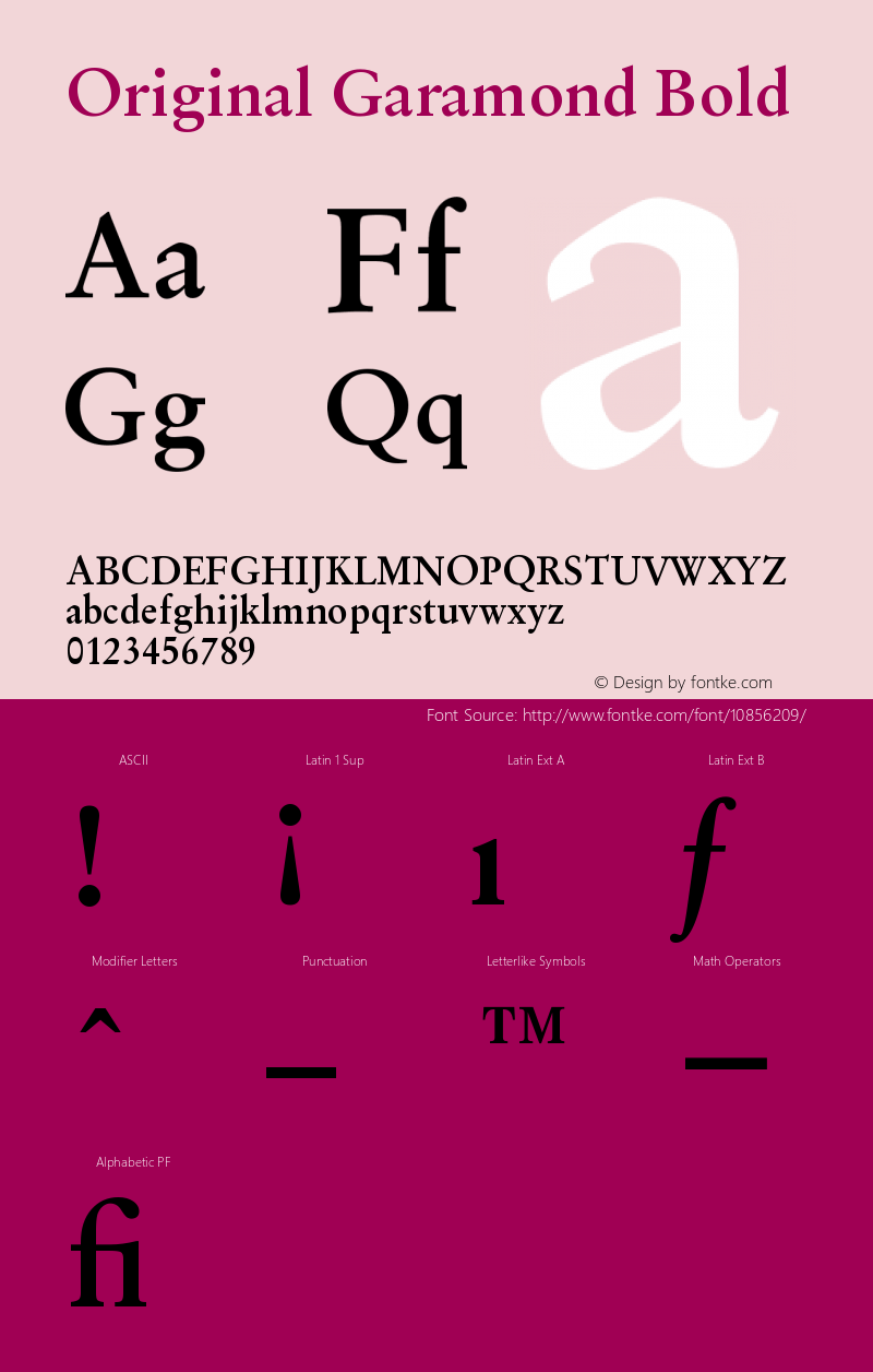 Original Garamond Bold Version 003.001图片样张