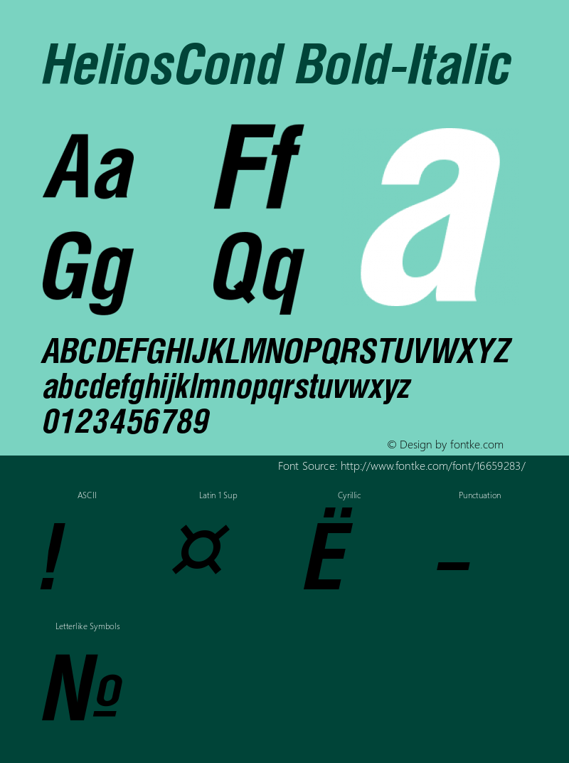 HeliosCond Bold-Italic Version 004.001图片样张