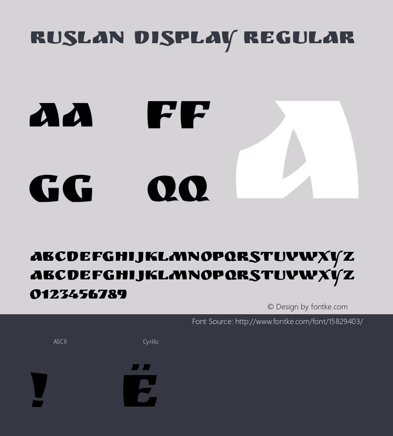 Ruslan Display Regular Version 1.000; ttfautohint (v1.4.1)图片样张