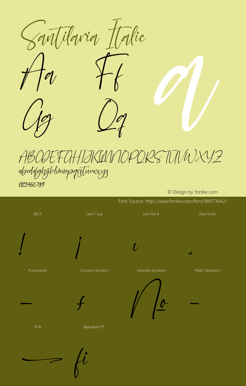 Santilaria Italic Version 1.00;November 5, 2021;FontCreator 13.0.0.2683 64-bit图片样张