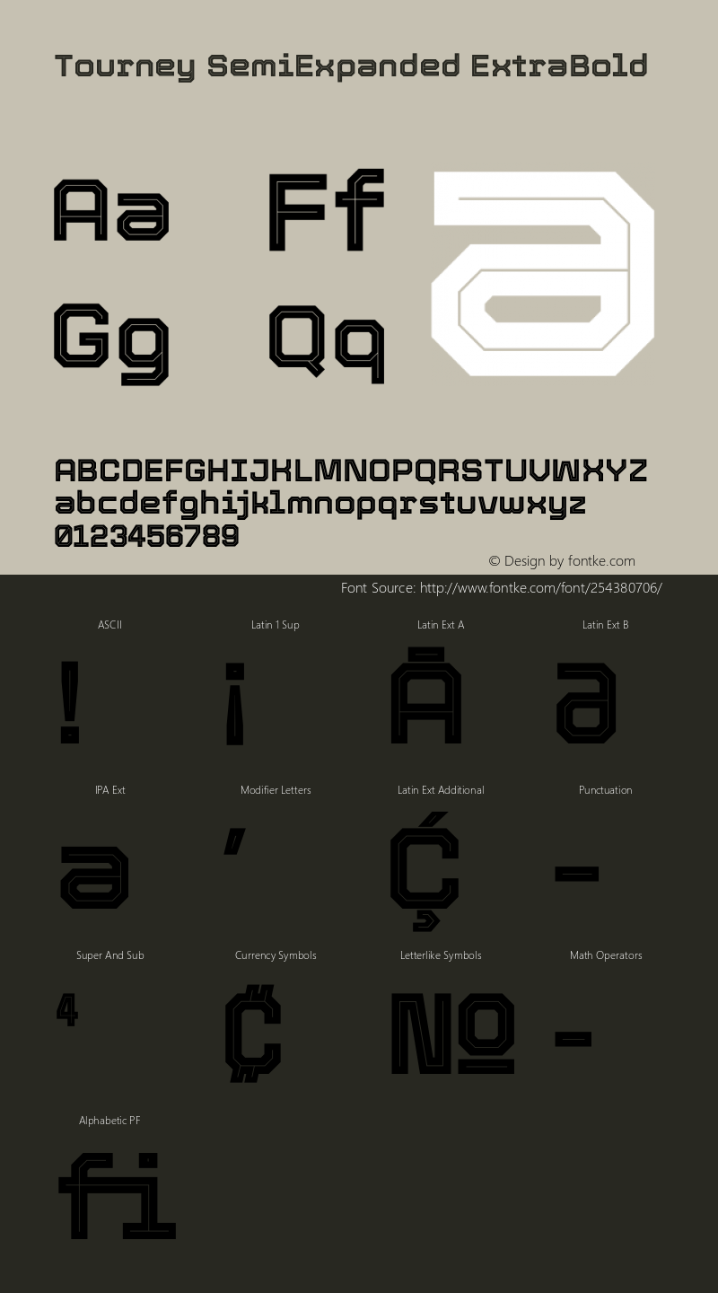 Tourney SemiExpanded ExtraBold Version 1.015图片样张