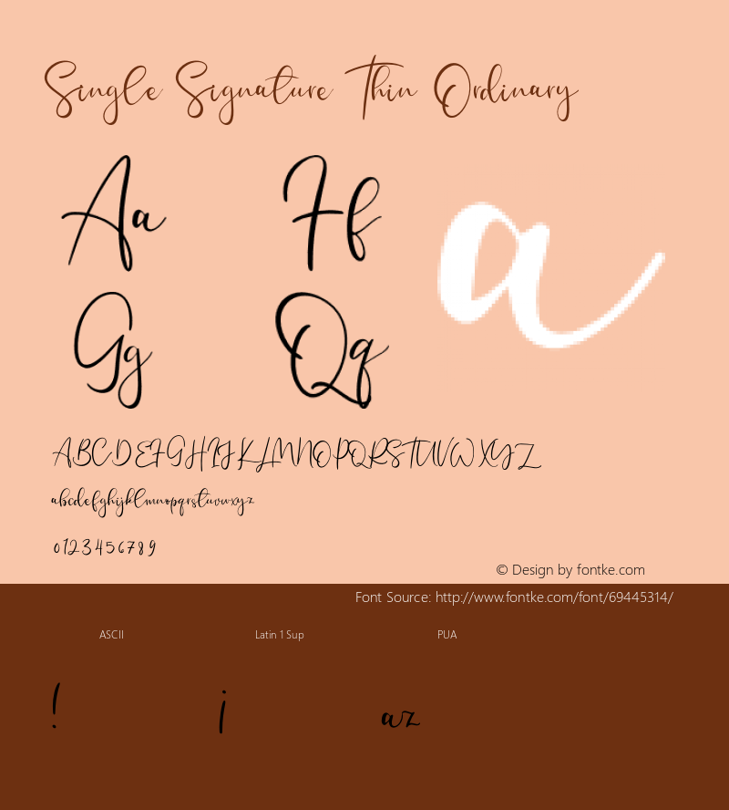 Single Signature Thin Ordinary Version 1.00;June 16, 2020;FontCreator 12.0.0.2563 64-bit图片样张