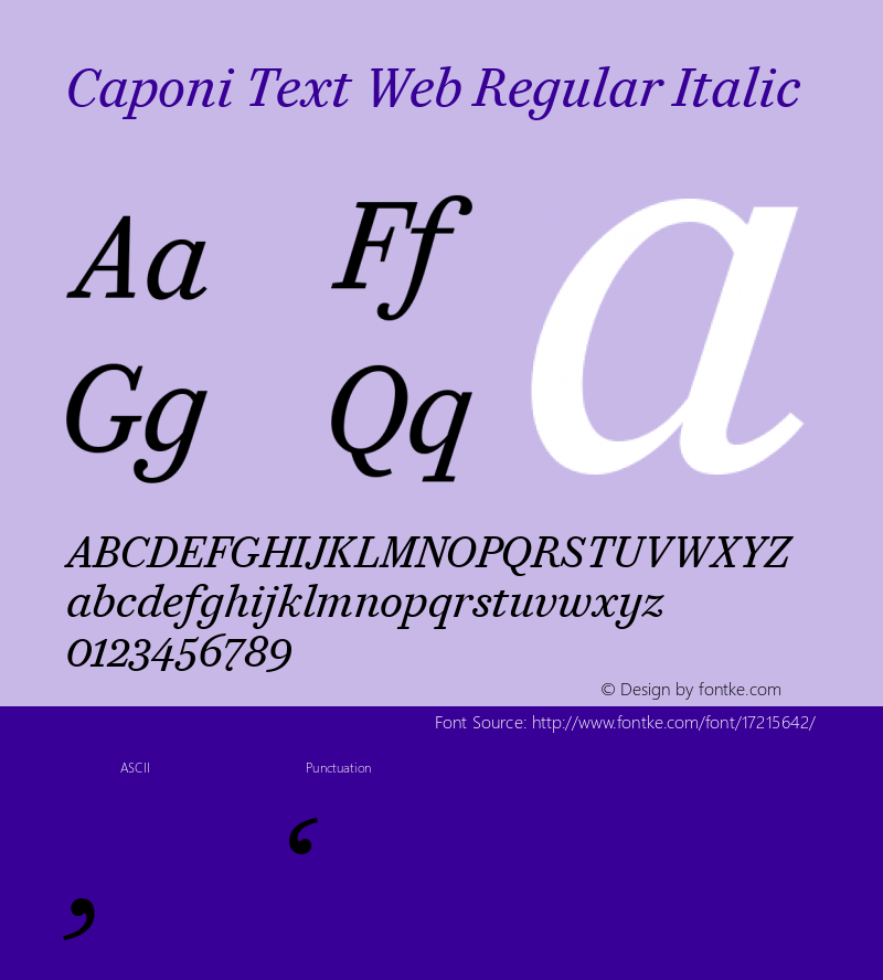 Caponi Text Web Regular Italic Version 1.1 2013图片样张