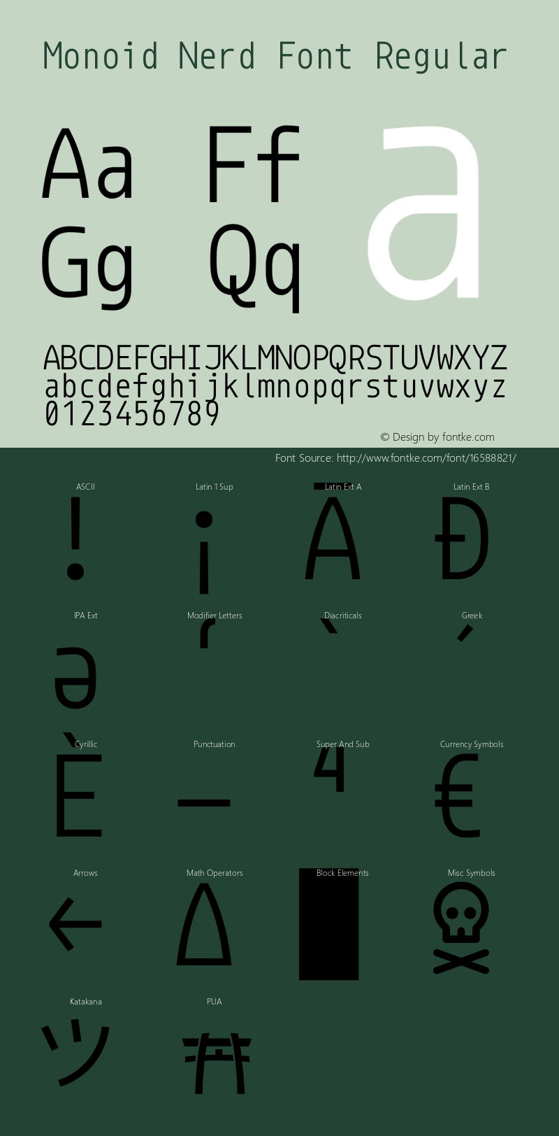Monoid Nerd Font Regular Version 0.61;Nerd Fonts 0.8.图片样张