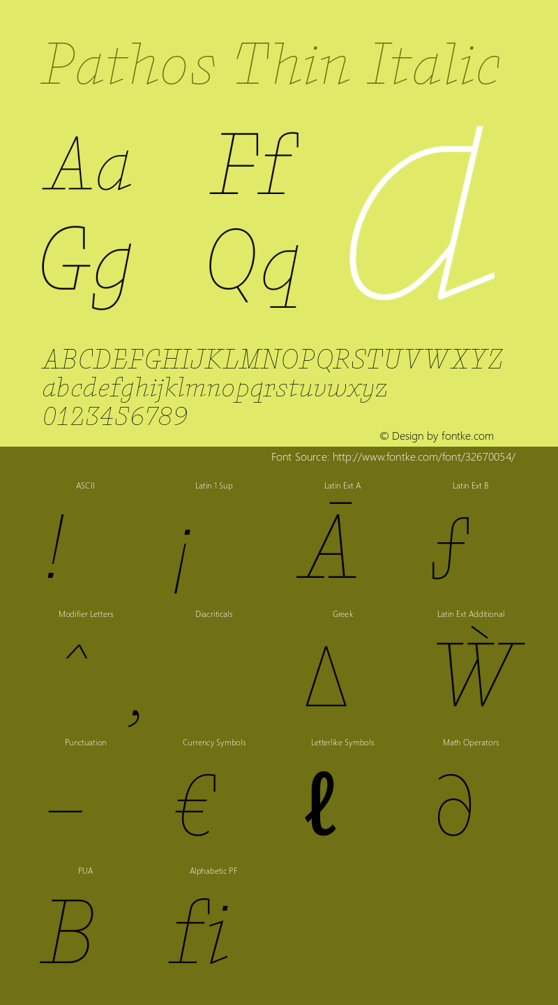 Pathos-ThinItalic Version 1.000;PS 001.000;hotconv 1.0.88;makeotf.lib2.5.64775图片样张