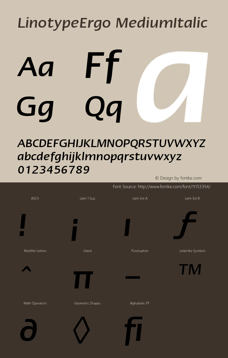 LinotypeErgo MediumItalic Version 001.000图片样张