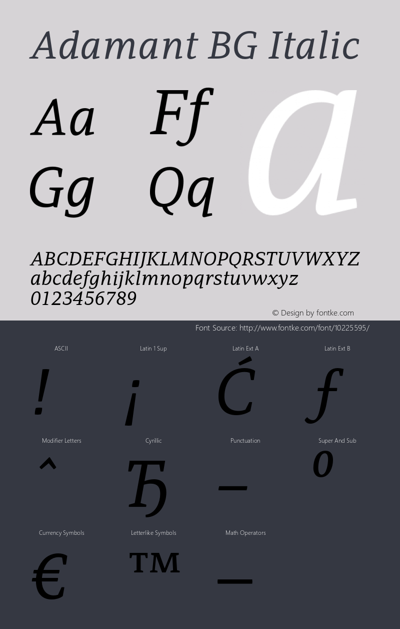 Adamant BG Italic Version 1.000 2007 initial release图片样张