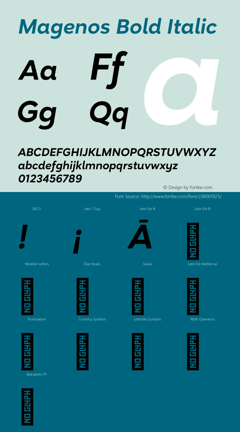 Magenos Bold Italic Version 1.001;FEAKit 1.0图片样张