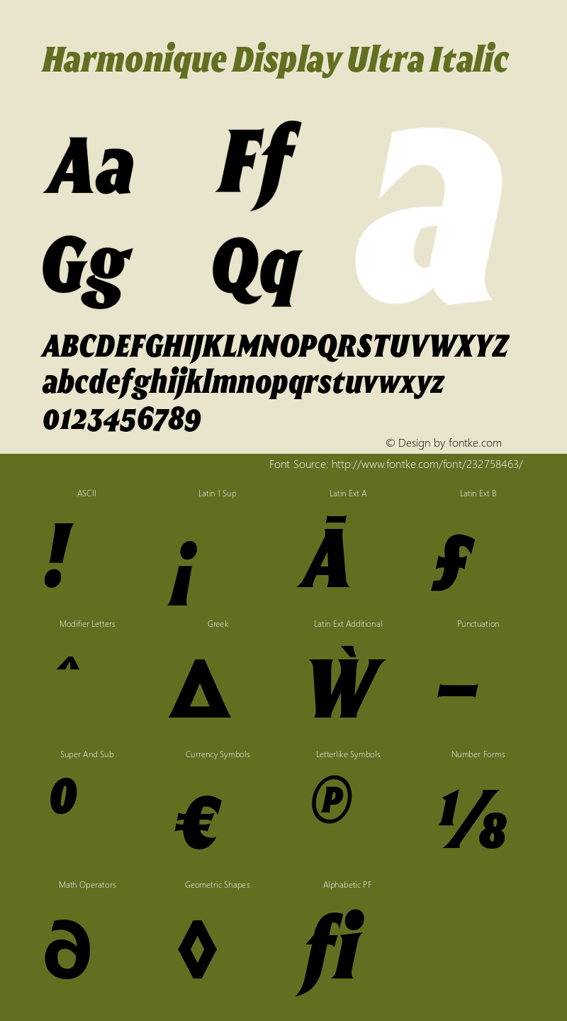 Harmonique Display Ultra Italic Version 1.000;FEAKit 1.0图片样张