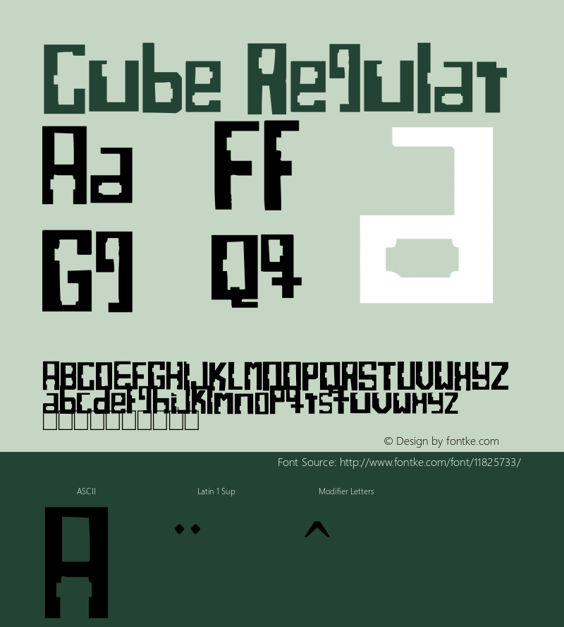 Cube Regular Version 1.00 September 14, 2011, initial release图片样张