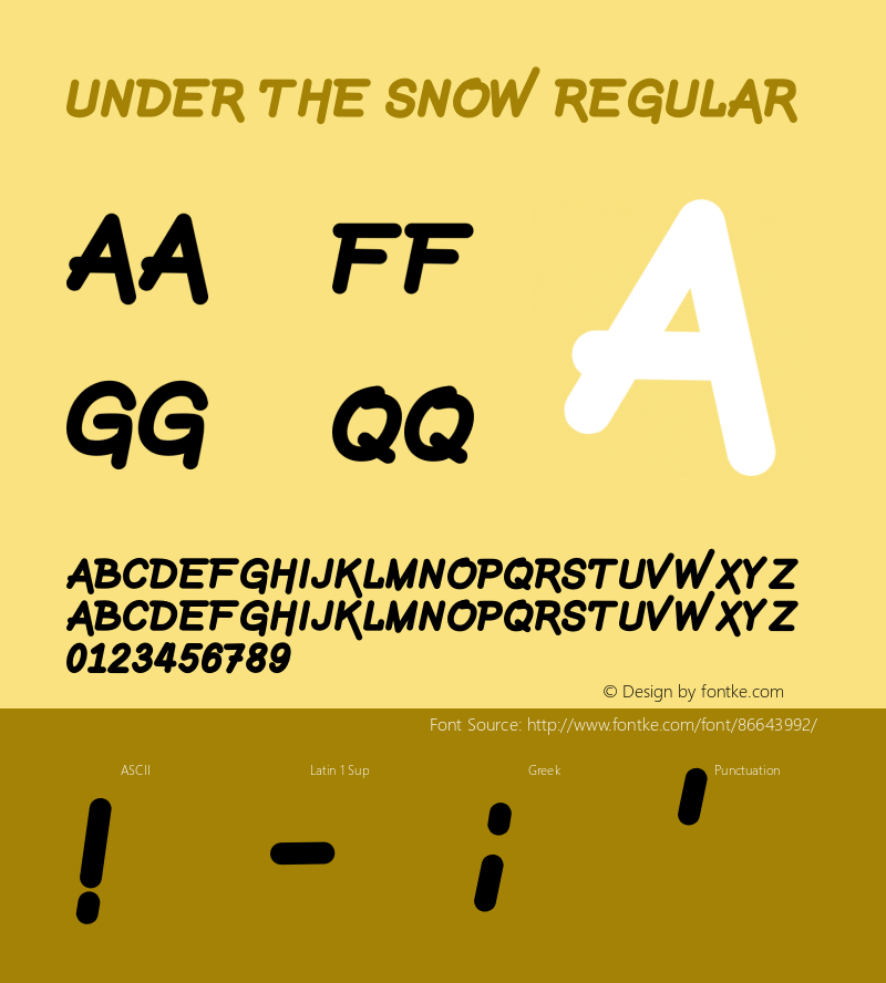 Under The Snow Version 1.00;November 11, 2018;FontCreator 11.5.0.2422 64-bit图片样张