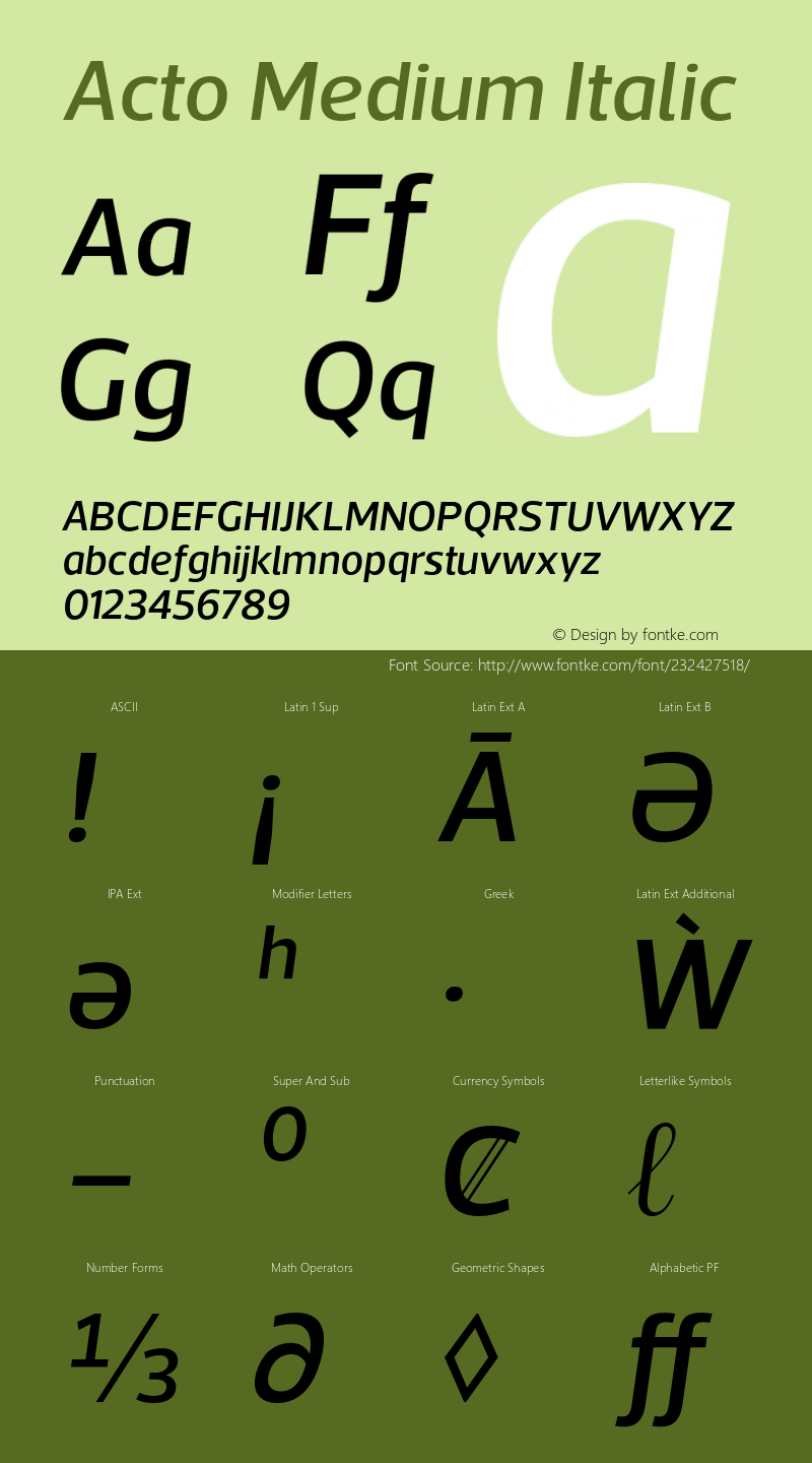 Acto-MediumItalic Version 1.000图片样张