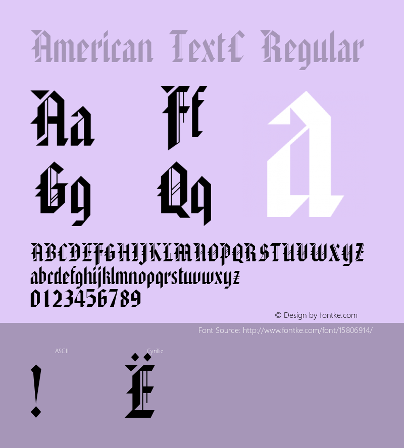 American TextC Regular Version 1.000 2007 initial release; ttfautohint (v1.4.1)图片样张