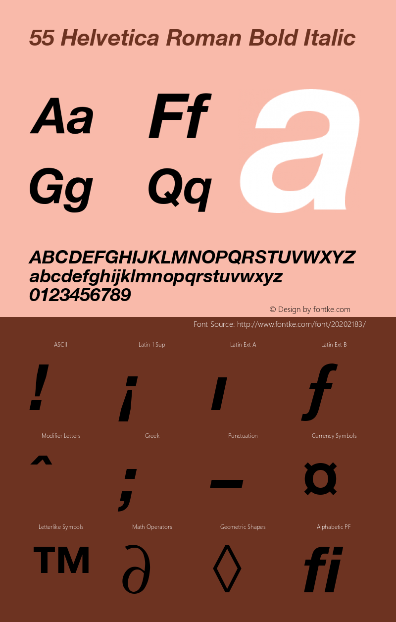 55 Helvetica Roman Bold Italic:001.100 001.100图片样张