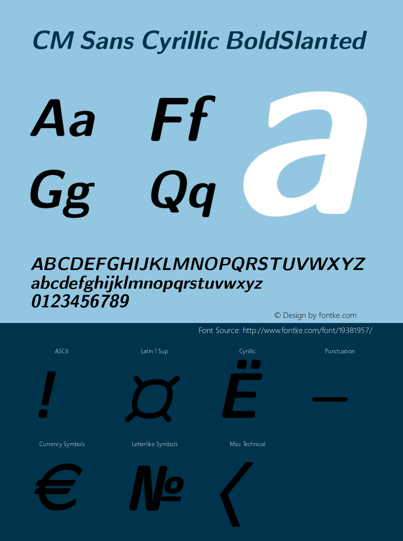 Computer Modern Sans Cyrillic Bold Slanted Version 001.001图片样张