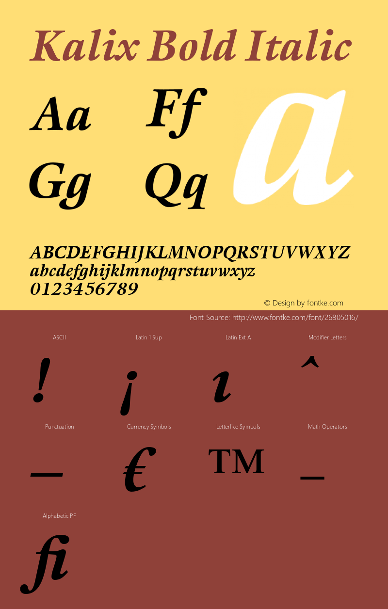 Kalix Bold Italic Version 1.00图片样张