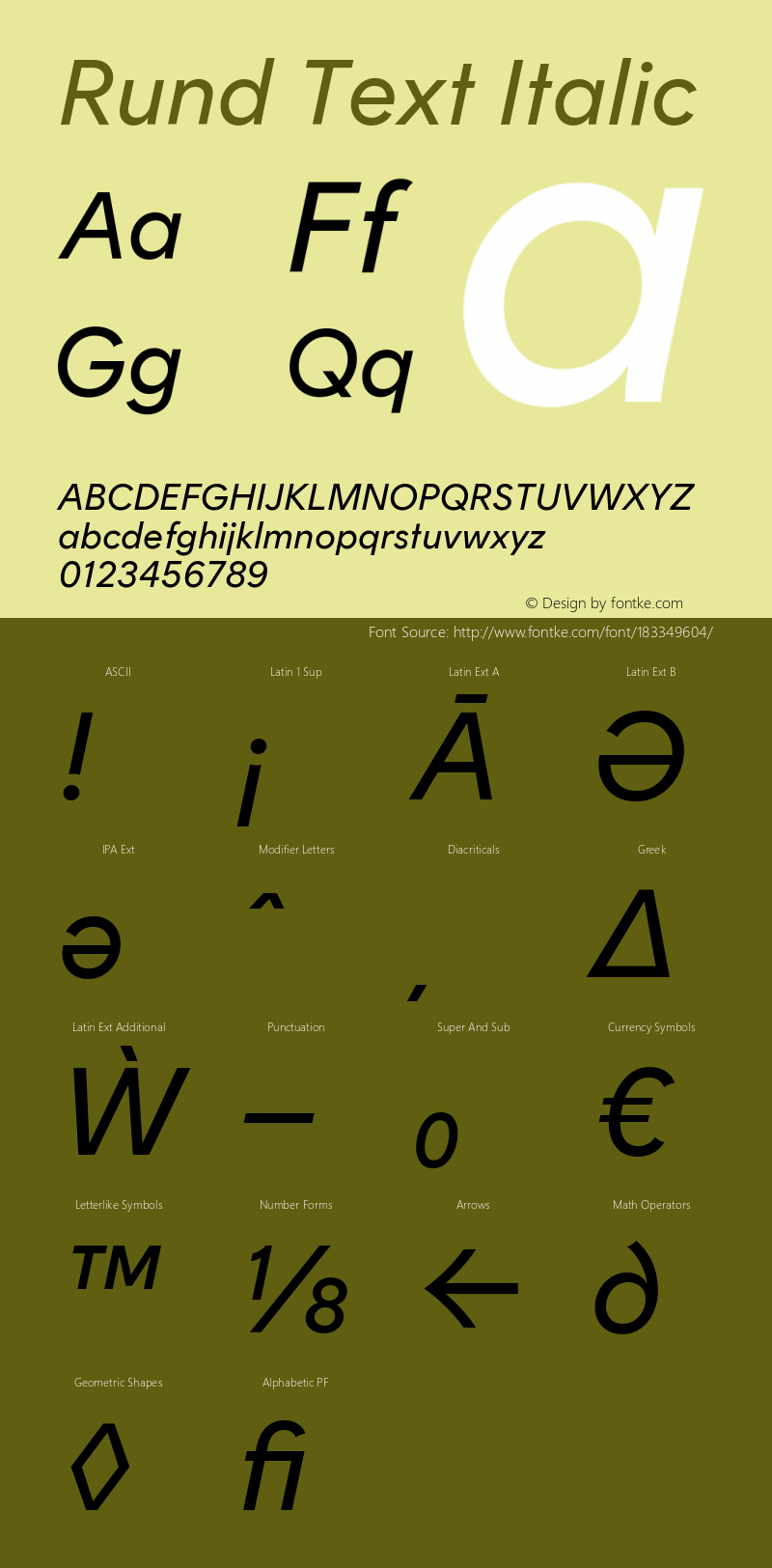 Rund Text Italic Version 1.000图片样张