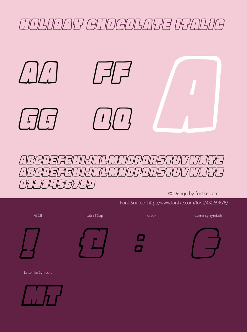 Holiday Chocolate Italic Version 1.00;October 26, 2019;FontCreator 11.5.0.2430 64-bit图片样张