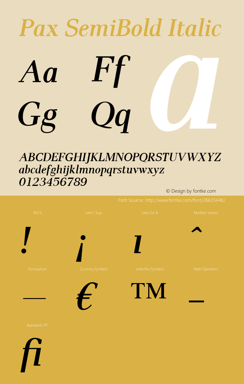 Pax SemiBold Italic Version 1.00图片样张