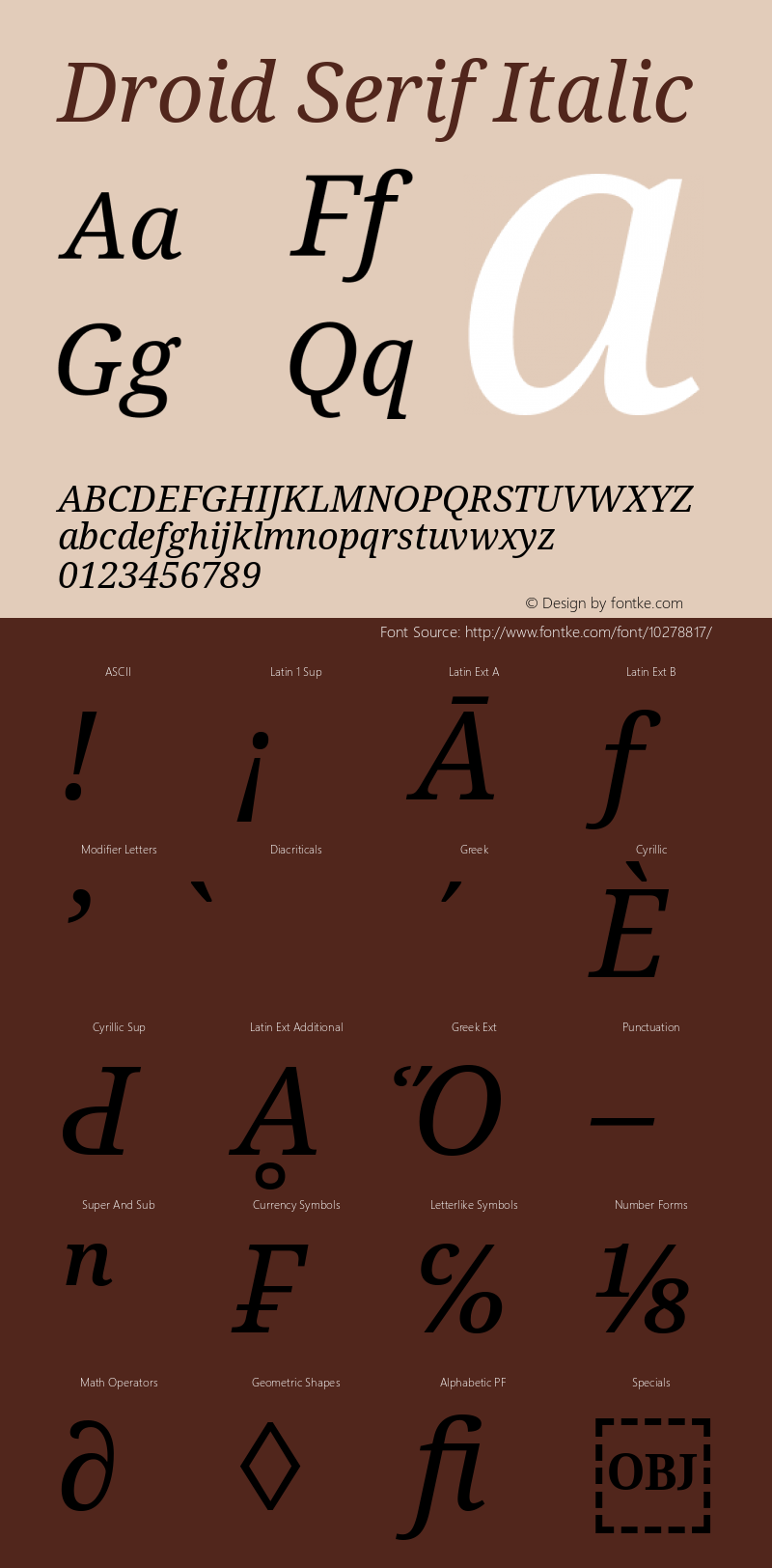 Droid Serif Italic Version 1.00 build 112图片样张