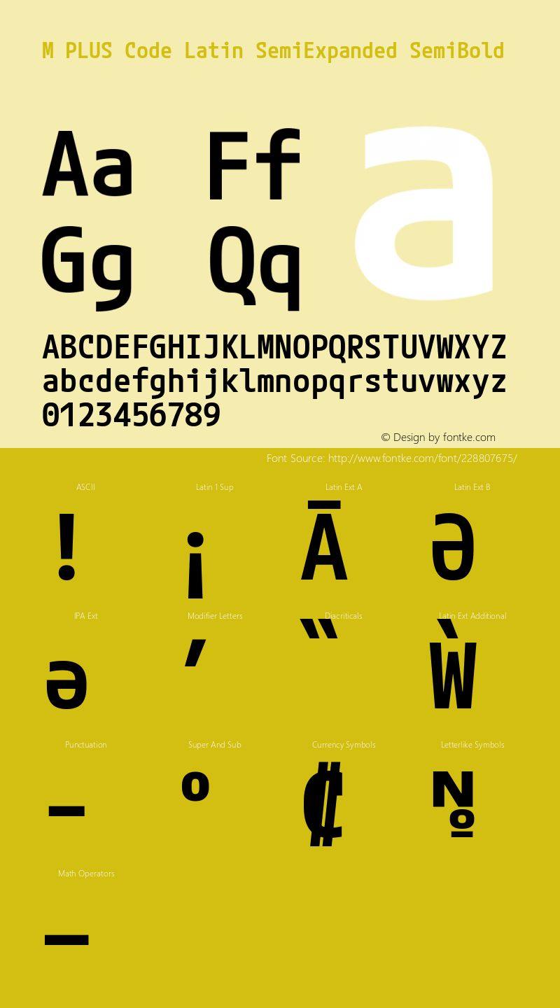 M PLUS Code Latin SemiExpanded SemiBold Version 1.005; ttfautohint (v1.8.3)图片样张