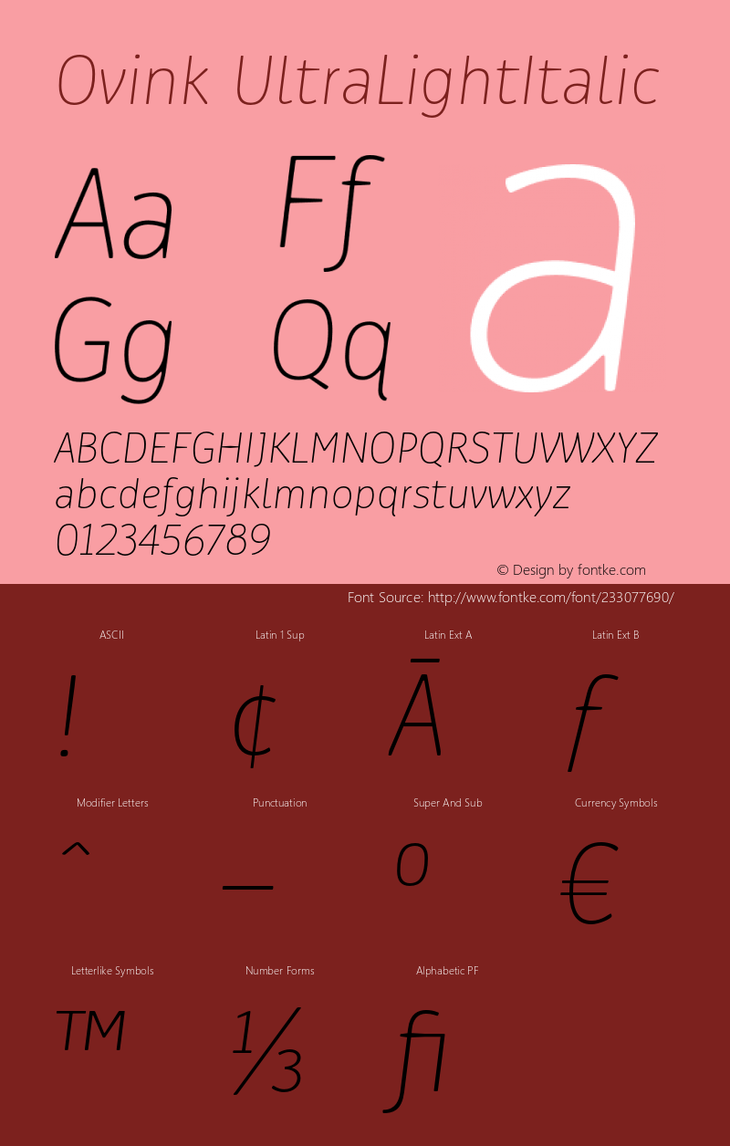 Ovink-UltraLightItalic 1.000图片样张