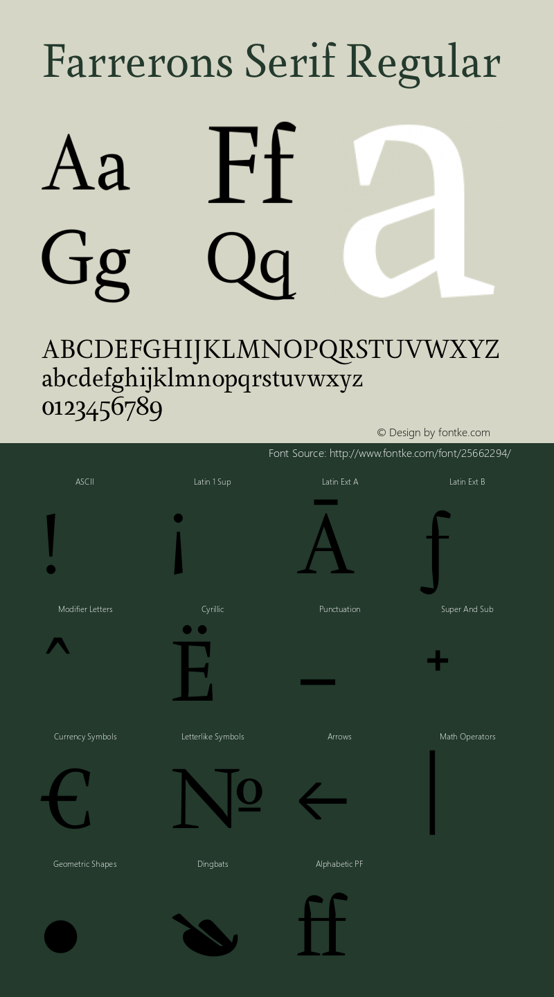 Farrerons Serif Version 1.000; Fonts for Free; vk.com/fontsforfree图片样张