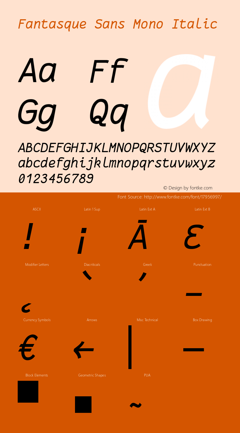 Fantasque Sans Mono Italic Version 1.6.5图片样张